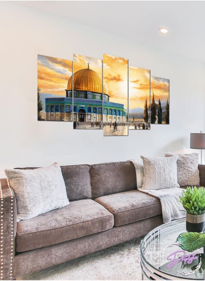 Buy 5 Piece Al-Aqsa Palestine Al-Quds Painting Decorative Wall Art Wall Decor Card Board MDF Home Decor for Living Room, Drawing Room, Office Room and Bedroom 100CM x 60CM in Saudi Arabia