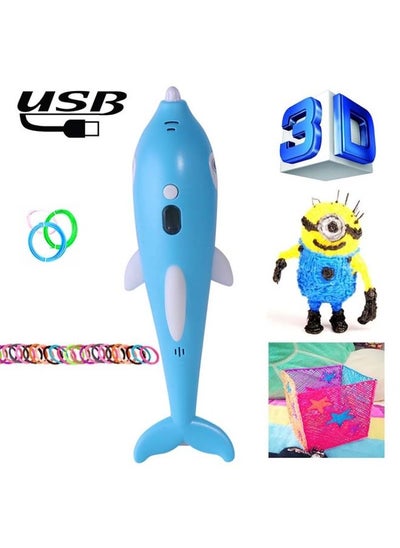 Buy Children 3D Printing Pen Low Temperature Intelligent Screen Display Voice Drawing Pen, Style:, Color: 33 Colors (Blue) in Saudi Arabia