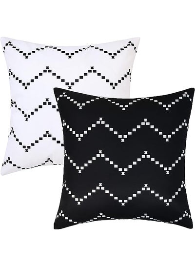 اشتري Cover,45x45cm Sofa Decorative Pillow Covers,Modern Simple Geometric Square Waterproof Pillowcase for Couch Patio Indoor Outdoor,Set of 2 في الامارات