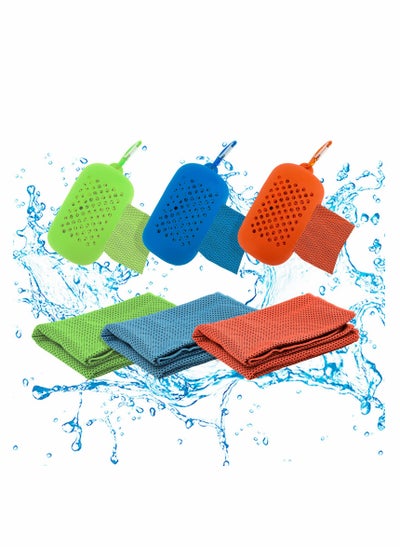 Buy Cooling Towels for Neck and Face with Carry Case 3 Packs, Workout Towel for Athletes, Soft & Breathable Ice Cooling Towel, Microfiber Chilly Towel in UAE