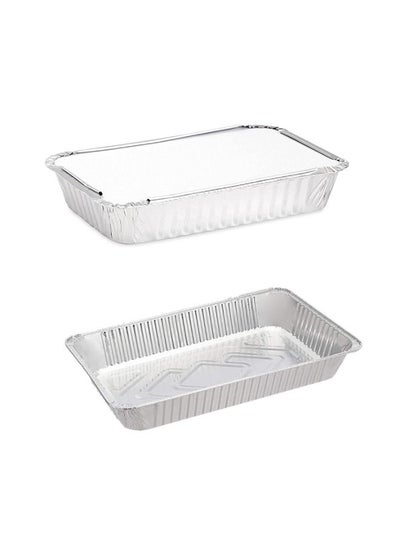 Buy Aluminium Rectangle Container 1200ml With Board Lids 100 Pieces in UAE