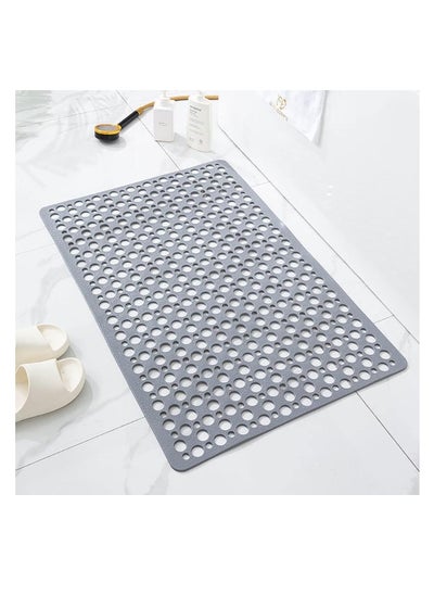 Buy Non-Slip Bath Mat, Soft TPE Shower Mat with Suction Cups and Drain Holes, Bathroom Anti-Slip Mat for Shower, Bathtub (90 * 60cm, Grey) in UAE