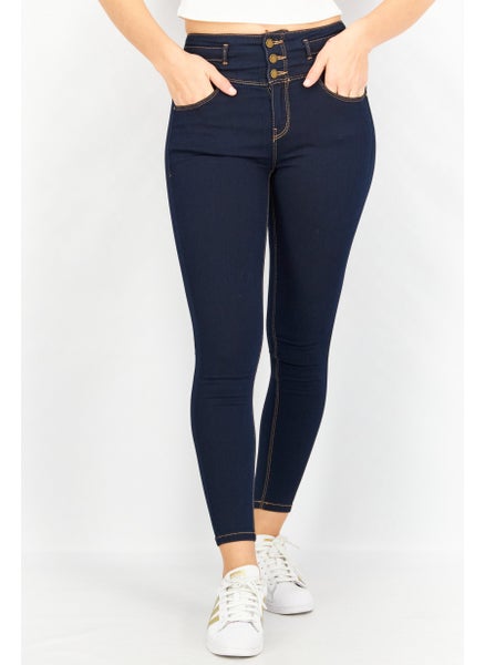 اشتري Women Slim Fit Stretchable Plain Denim Jeans, Blue في الامارات