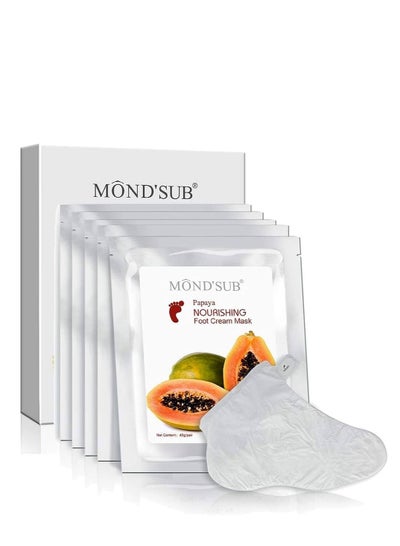 Buy MOND'SUB [5 Value Pairs] Moisturizing Foot Mask - Professional Feet & Spa Quality Feet Treatment Socks For Cracked Heels and Dry Feet Skin - Deeply Repair With Natural Papaya Oil in Saudi Arabia