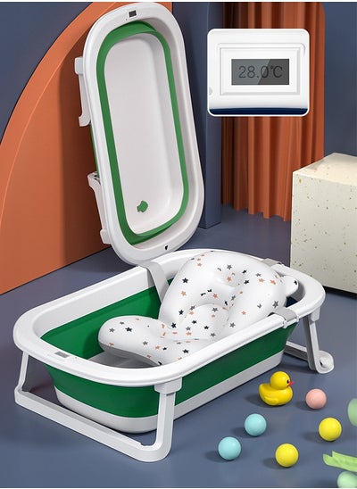 اشتري Baby Bathtub Portable With Baby Cushion Tub Anti Slip Proof New Born Toddler Bathing Tub في السعودية