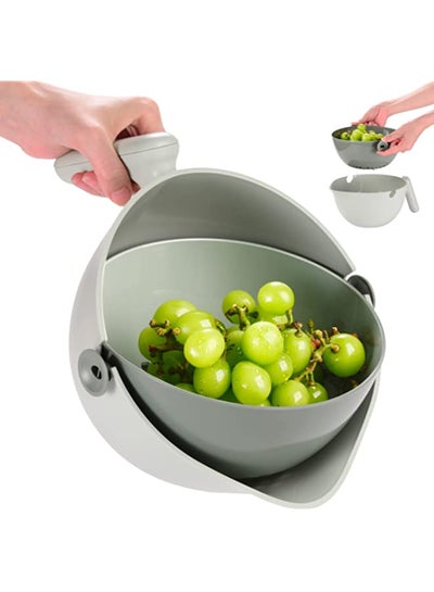 Buy 2 In 1 Vegetable Strainer, Rotatable Food Colander for Fruits Vegetables Washing, Kitchen Plastic Storage Basket, Double Drain Cleaning Bowl, Strainers Bowls, (Light Green) in UAE