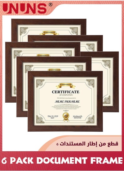 Buy 8.5x11.7 Document Frame,Set Of 6 Document Certificate Frame,Picture Frames For Wall And Tabletop,Brown in UAE