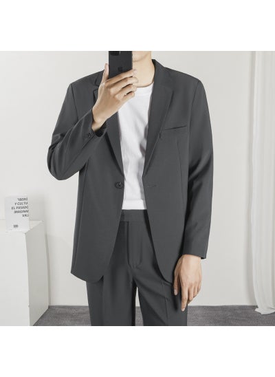 اشتري Korean Style Casual Suit Set for Men Dark gray في الامارات