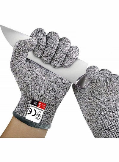 Buy Grey Cut Resistant Gloves Food Grade Safety Cut Gloves for Meal Prep Crafts and Outdoors - Level 5 Protection from Knives Vegetable Peelers Graters - Fits Both Hand - 2 Pairs (M+L) in UAE