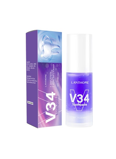 Buy V34 Toothpaste for Teeth Whitening, Fast Effective Brighten Colour Correcting Serum, 34 Purple Toothpaste, Tooth Yellow Stain Removal, Fit for Sensitive Teeth, Remove Tooth Stains 30ml in Saudi Arabia