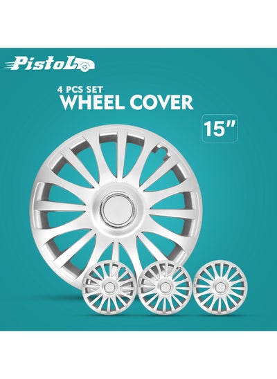 Buy 15 inch Car Wheel Cover 15" Hubcaps 4 Pcs Set Tires Automotive Hub Wheel Cap ABS Material Wheel Cap in Saudi Arabia