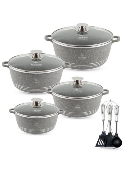 اشتري Cookware Set 15 pieces - Pots set Induction Bottom, Granite Non Stick Coating 100% PFOA FREE, Die Cast Cooking Set include Casseroles And Kitchen Utensils|20/24/28/32CM| في الامارات