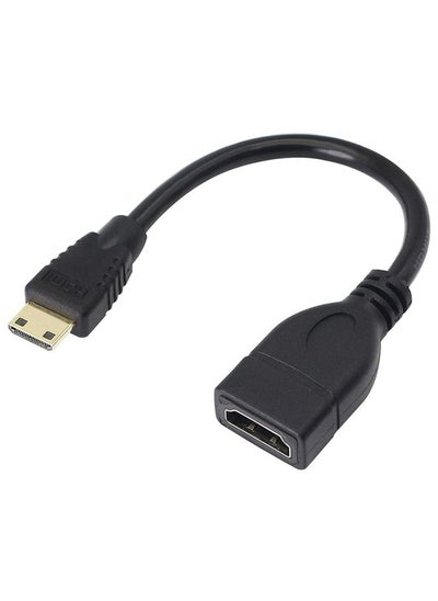 اشتري 17cm Gold Plated Mini HDMI Male to HDMI 19 Pin Female Cable(Black) في الامارات