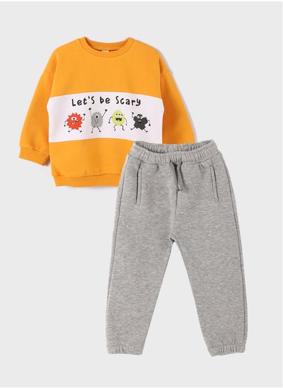 اشتري Crew Neck Printed Baby Boy Sweatshirt and Sweatpants 2-Pack في مصر