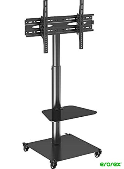 Buy Professional Tv stand, Steel, Black 32 inch to 65 inch, Adjustable Tv up and down, strong wheels with breaks, easy to adjustment tv, 50kgs loading capacity, Tilt tv 15 degree, Ham-2030B in Saudi Arabia