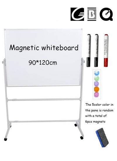 Buy Magnetic Double-sided Whiteboard 90*120cm Aluminum With Stand For Easy Installation With 3pcs Whiteboard Markers, 6pcs Magnets, 1pcs Whiteboard Eraser in Saudi Arabia