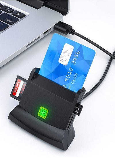 Buy USB Smart Card Reader for ID, Bank, SIM, Chip, IC, and CAC Cards - Plug & Play Compatible with Windows in UAE