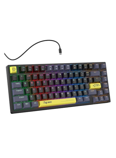 اشتري Gaming Wired Mechanical Keyboard With Brown Switchs 82 Keys LED RGB Backlit في السعودية