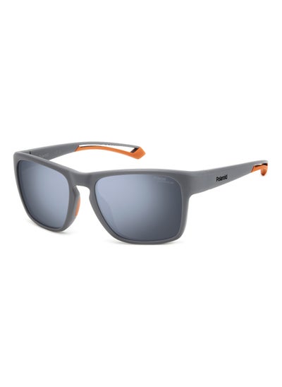 اشتري Men's Polarized Rectangular Shape  Sunglasses Pld 7052/S Silver 45 - Lens Size: 45.1 Mm - Mtt Grey في الامارات