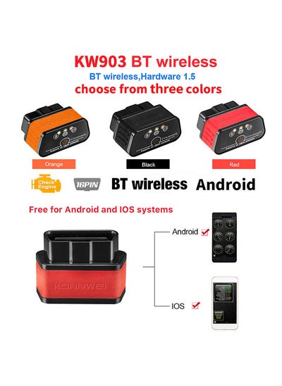 اشتري KW903 BT 5.0 Wireless OBD-II Car Auto Diagnostic Scan Tools Car Detector Tester Scanner for IOS Android System في الامارات