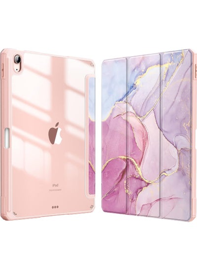 Buy Hybrid Slim Case for iPad Air 5th Generation (2022) / iPad Air 4th Generation (2020) 10.9 Inch - [Built-in Pencil Holder] Shockproof Cover with Clear Transparent Back Shell Dreamy Marble in Saudi Arabia