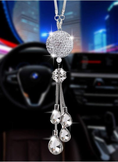 اشتري Bling Car Accessories for Women and Man Cute Decor Women Lucky Crystal Sun Catcher Ornament Rear View Mirror Ball Charm في الامارات