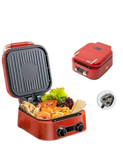 Buy Red Color - Deepen Height Large Capacity Electric Baking Pan and Cooking Machine, Multi-Functions, Fry, Bake, Boil, Steam in Saudi Arabia