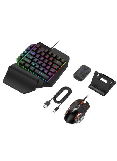 اشتري 4 In 1 One Hand Gaming Keyboard And Mouse Backlight Wireless Bluetooths Game Converter For Android IOS Mobile Phone في الامارات