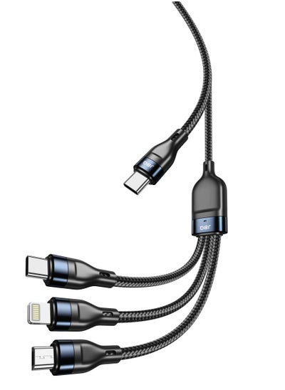 اشتري كابل شحن متعدد 3 في 1، من النوع C إلى برق/النوع C/شاحن USB ميكرو أسود في الامارات