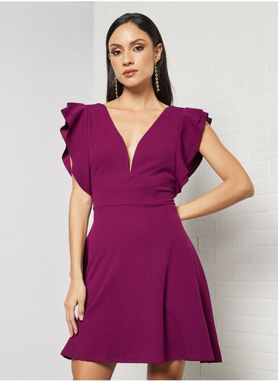 Buy Frill Sleeve Mini Dress in UAE