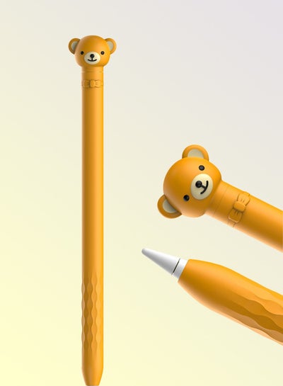 اشتري Protector Case for Apple Pencil 1st Gen, Cute Cartoon Soft Silicone Sleeve Cover Accessories Compatible with Apple Pencil 1st Generation(Yellow Bear) في السعودية