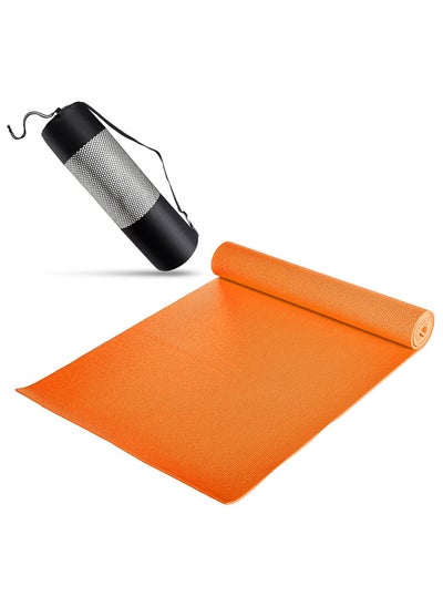 Buy PVC Yoga Exercise Mat With Carrying Bag 6MM Thick x173cm Lx61cm W, Orange in Egypt