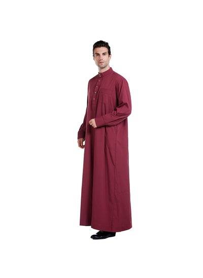 Buy Mens Middle Eastern Thobe TH815 Hot Sale Wine red in Saudi Arabia