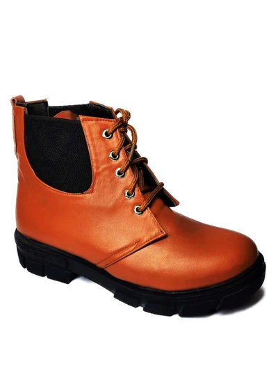 Buy Camel Leather Lace Up Ankle Boots  - For Women in Egypt