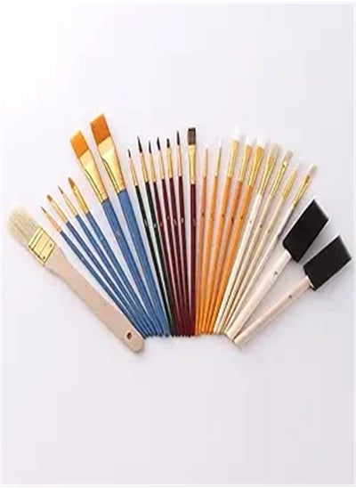 Buy Goolsky 25 Pieces Paint Brush Set, Expert Series, Enhanced Synthetic Brush Set with Sponge Brushes for Acrylic Oil Watercolor Gouache in UAE