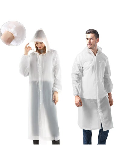 Buy Raincoat Rain Poncho for Adults, EVA Rain Poncho for Women and Men Reusable Raincoat Jacket Packable Raincoat for Family FishingTravelEmergencyno PVC with Hood and Elastic Sleeveng in Saudi Arabia