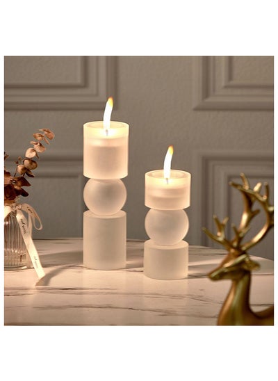 اشتري Abriz Candle Holder for Dining Room Home Decoration Great Room Decor Table Centerpieces Crystal Candle Holders L 6 x W 6 x H 20 cm Clear في الامارات