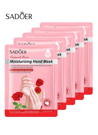 Buy 5 pack Rose Hand Mask Moisturizing Glove, Hand Peel Mask Exfoliating Gloves, Hand Repair Glove for Dry Hands Treatment, Remove Dead Skin, Rough Skin in Saudi Arabia