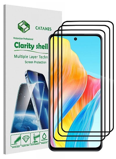 اشتري 3 Pack For Oppo A98 5G Screen Protector Tempered Glass Full Glue Back في الامارات