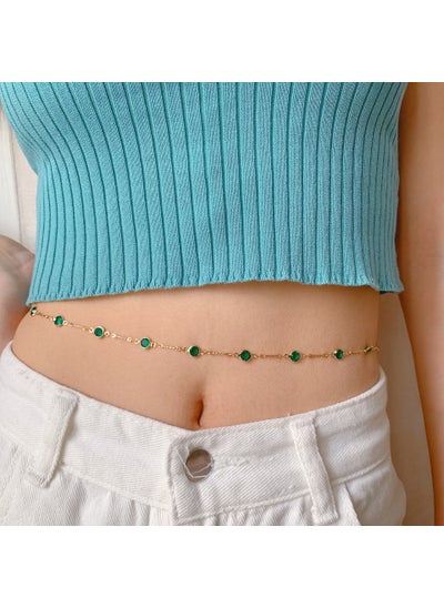 Buy Retro Green Crystal Body Chain Waist JewelryGold Gold in Saudi Arabia