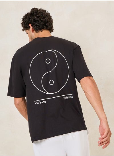 Buy Yin Yang Graphic Print Oversized Cotton Rich T-Shirt in Saudi Arabia