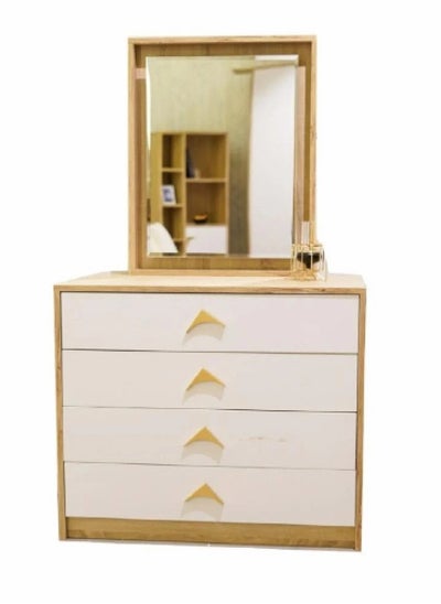 Buy Emilio Youth Dresser - Modern Elegant Egyptian Wood Design - 90x45x75 cm - White & Wood Finish in Saudi Arabia