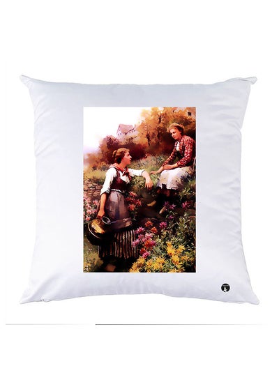 Buy Printed Pillow Polyester White 30x30cm in Egypt