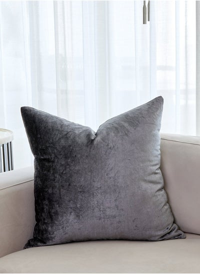 Buy Grey Velvet Square Cushion in UAE