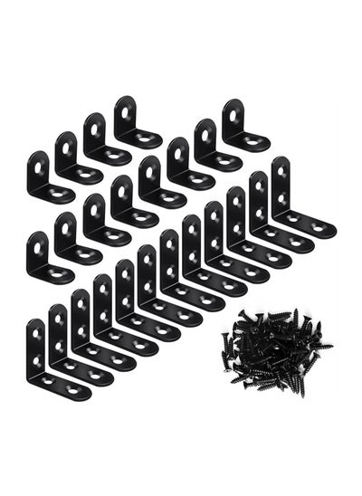 Buy Corner Brace, 24Pcs Black 90 Degree Right Angle Metal Bracket, L Brackets for Furniture Cabinet with 72Pcs Screws, 12Pcs-40mm/12Pcs-20mm in Saudi Arabia