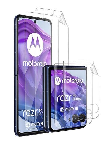 اشتري مجموعة من 4 قطع من واقيات الشاشة لهاتف Motorola Razr 50 Ultra 5G (قطعتان أماميتان + قطعتان خارجيتان)، شفاف عالي الدقة، طبقة زجاجية مقواة مقاومة للخدش بصلابة 9H في السعودية