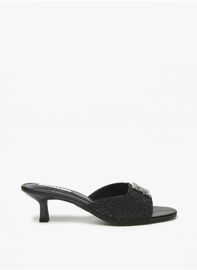 Buy Women's Embellished Slip-On Sandals with Kitten Heels in Saudi Arabia