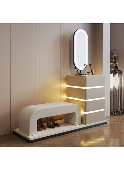 اشتري Dressing Table with LED Mirror & Shoe Changing Stool في الامارات