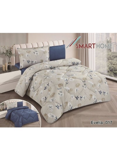 Buy 100% Microfiber Single Bed Mattress, Geometric Design Bed Cover, Reversible, Set of 4, Size 230X180cm in Saudi Arabia