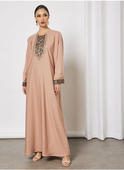 Buy Abaya With Contrasting Embroidery in Saudi Arabia